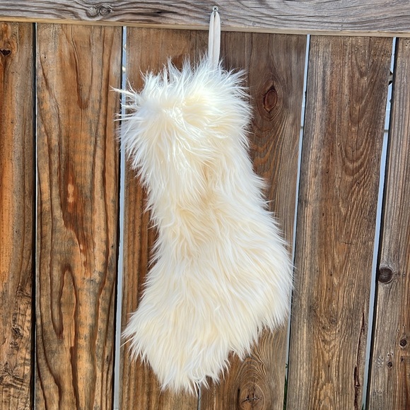 Nordstrom rack  Neutral White Faux Fur Stocking. - Picture 5 of 7